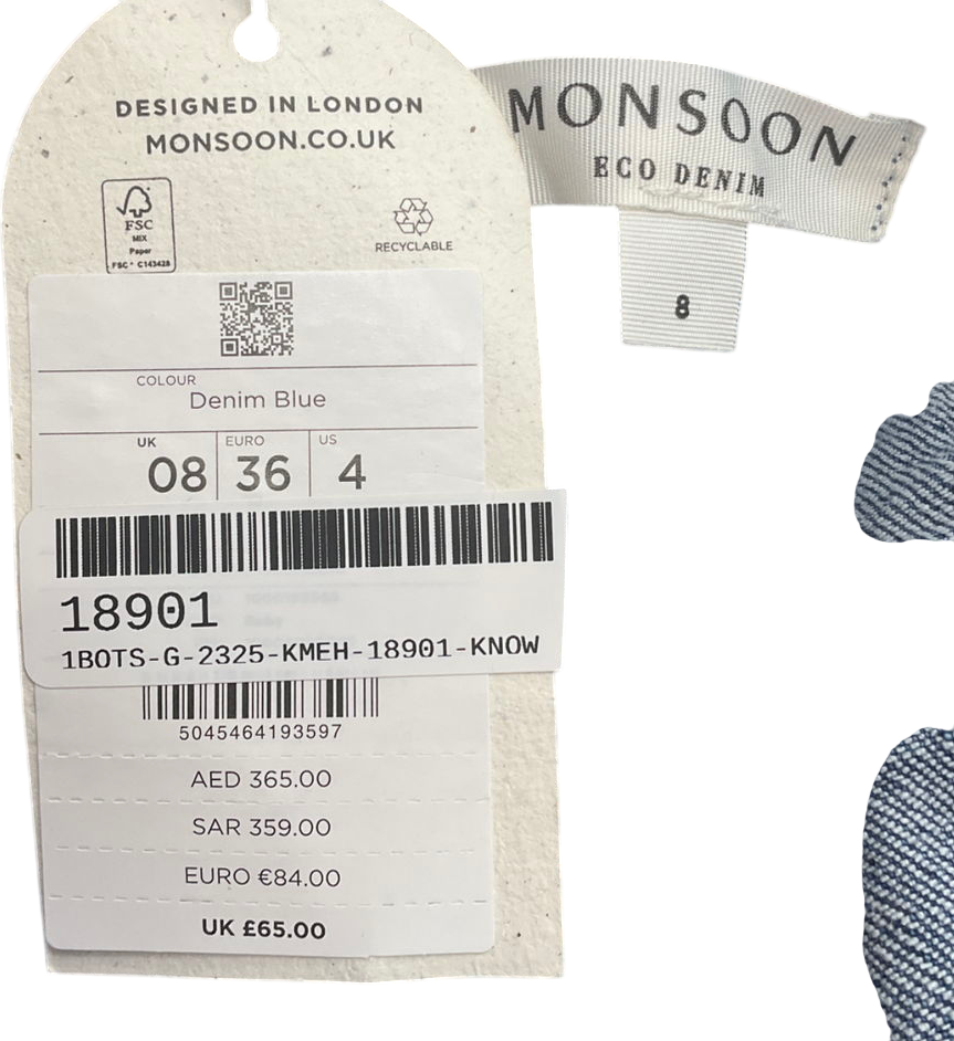 Monsoon Blue Ruby Wide Leg Jeans UK 8