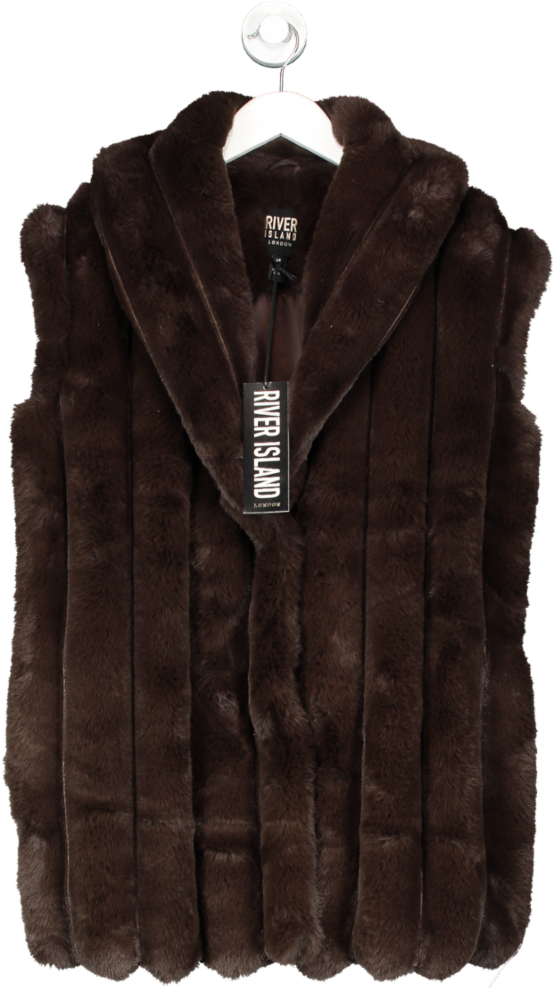 River Island Brown Faux Fur Gilet UK XS