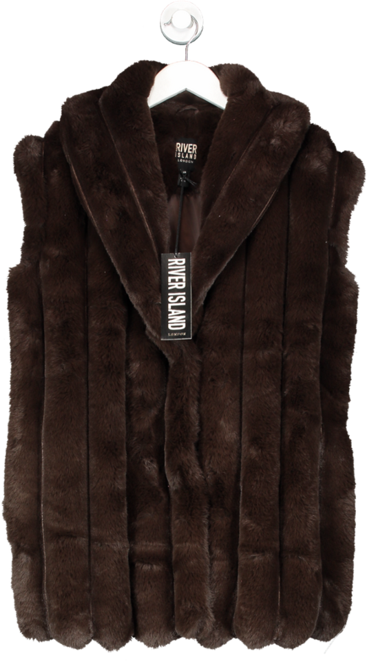 River Island Brown Faux Fur Gilet UK XS