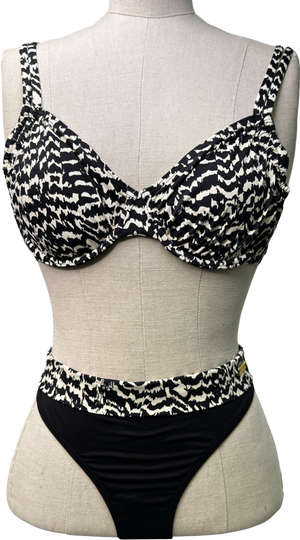 LASCANA 2-piece Black / Print High Waist Underwired Bikni Set UK 12