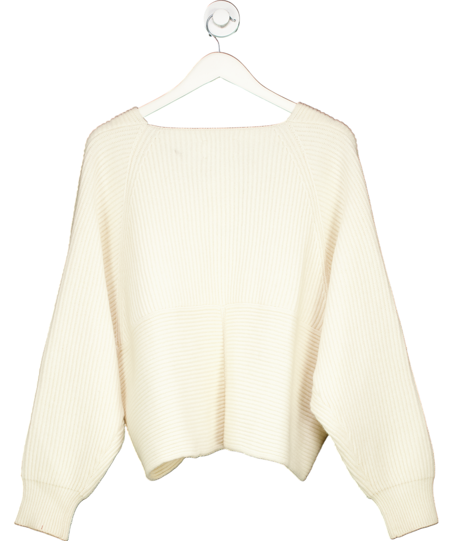 almada label Cream Cashmere/merino Blend Gia Cross Wrap Sweater UK S/M