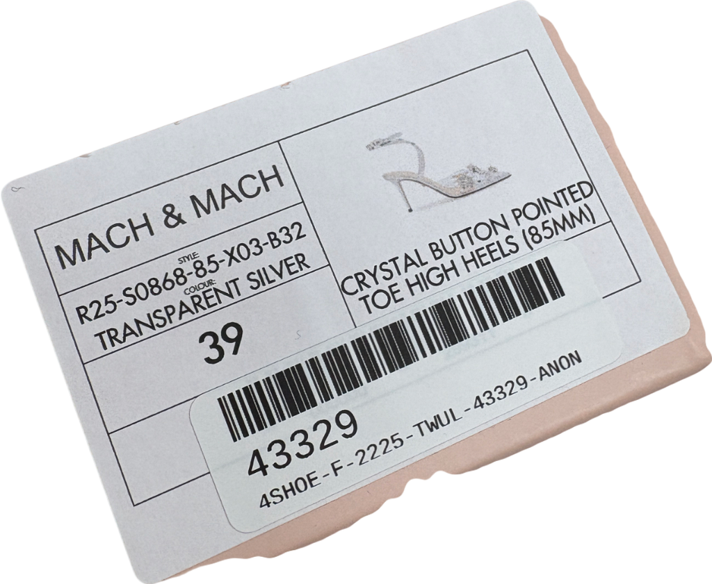 Mach & Mach Metallic Crystal Button Pointed Toe High Heels UK 6 EU 39 👠