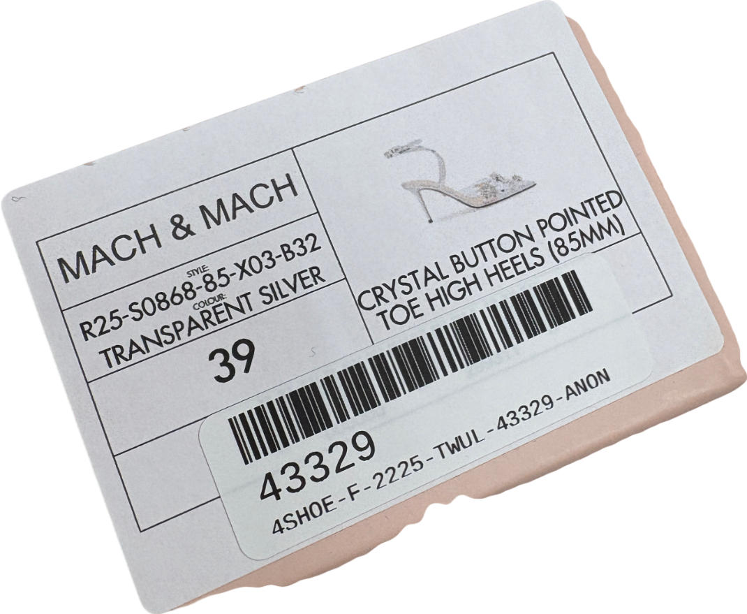 Mach & Mach Metallic Crystal Button Pointed Toe High Heels UK 6 EU 39 👠