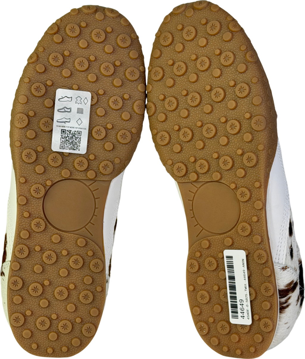 ASOS White Dive Premium Leather Lace Up Trainers In Deer Print UK 5 EU 38 👠