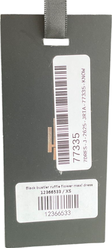 Heiress Black Bustier Ruffle Flower Maxi Dress UK XS