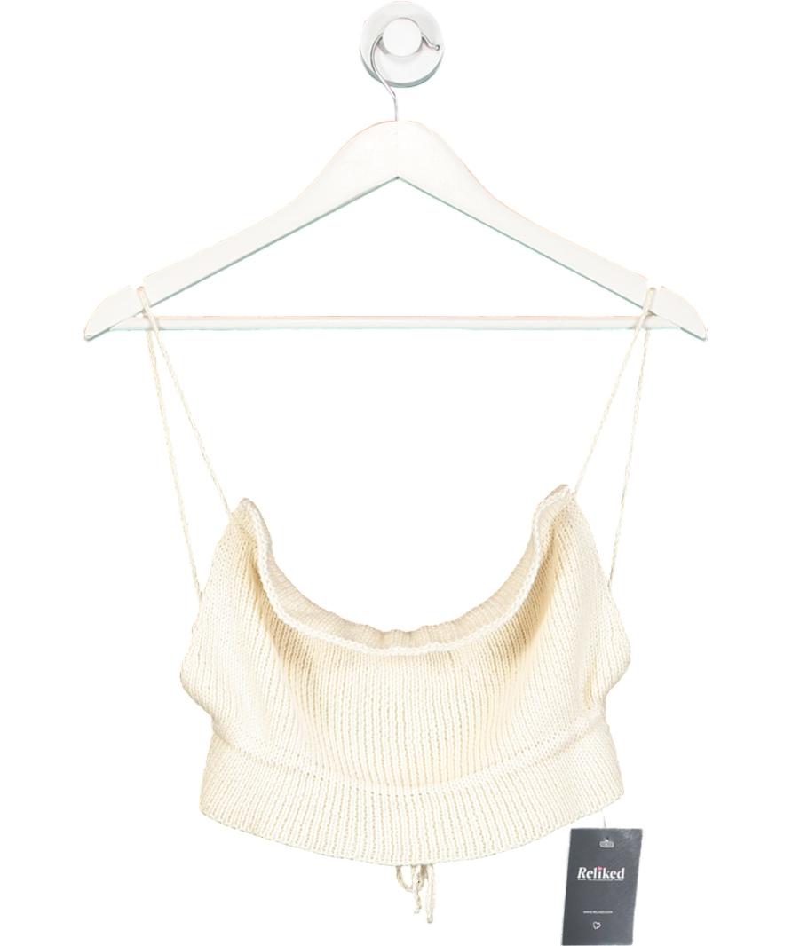 Trois Cream Knitted Tie Top UK S