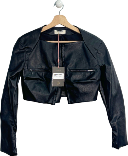 House of CB Black Ione Cropped Faux Leather Jacket S