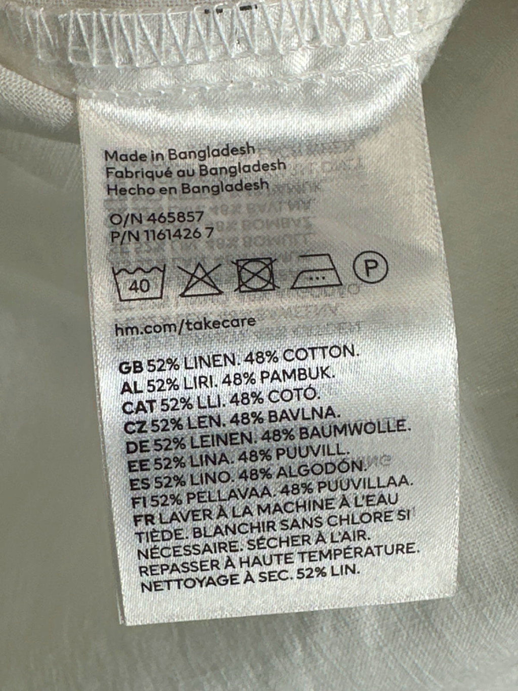 H&M White Linen Blend Tunic Top UK L