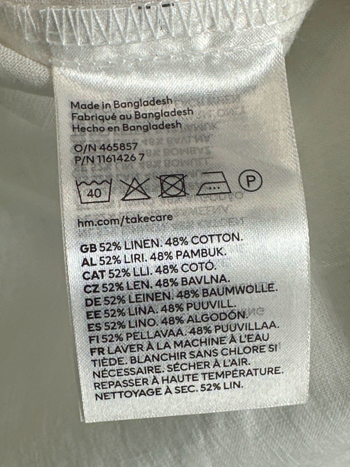 H&M White Linen Blend Tunic Top UK L