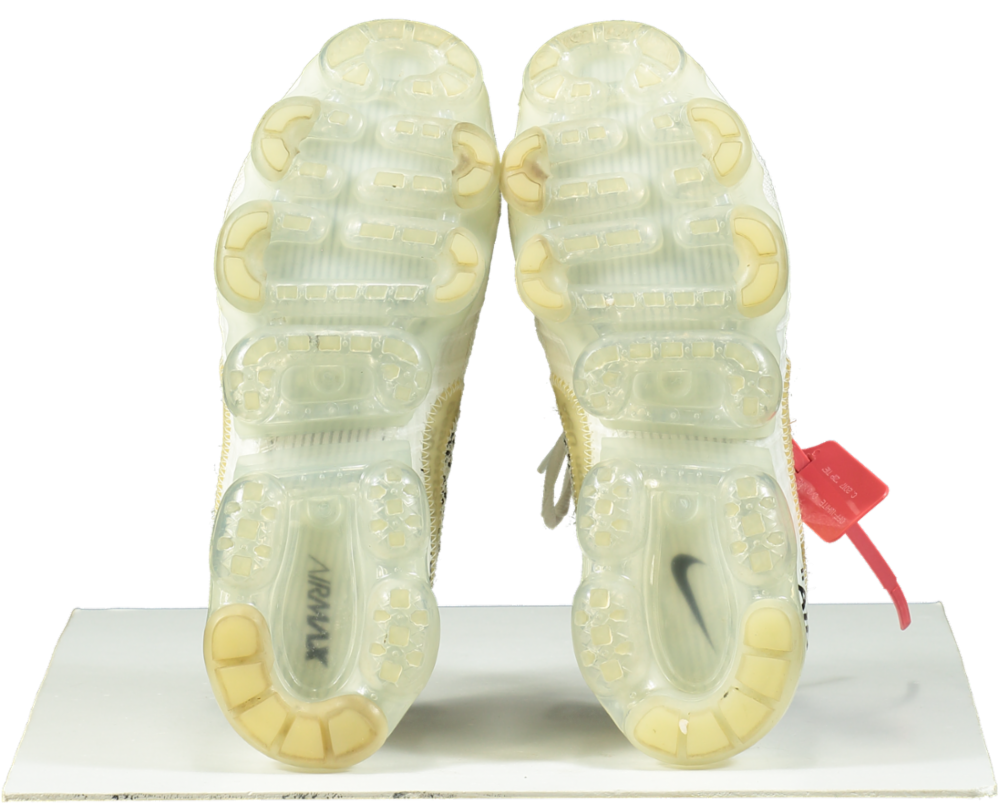 Off White x Nike White Knit Fabric and Suede Air Vapor Max Trainers UK Reliked