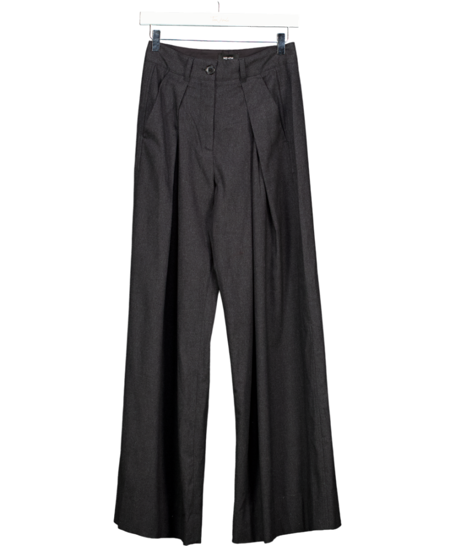 ME + EM Grey Wide-leg Trouser Italian Wool UK 6