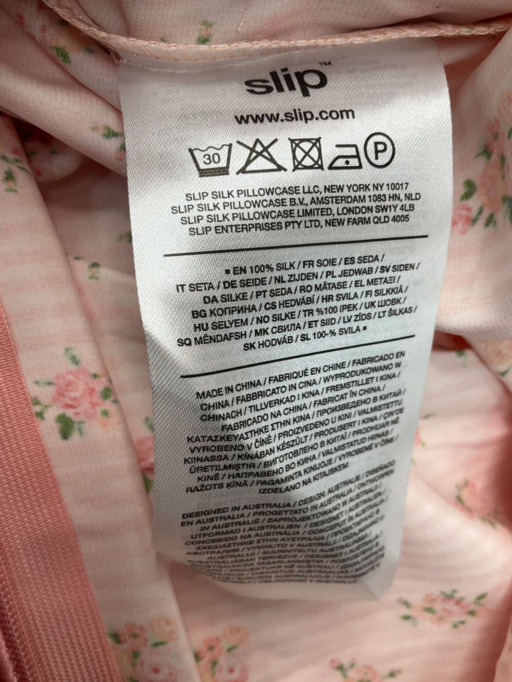 Slip Pink Petal Queen Zippered Pillowcase 100% Silk One Size