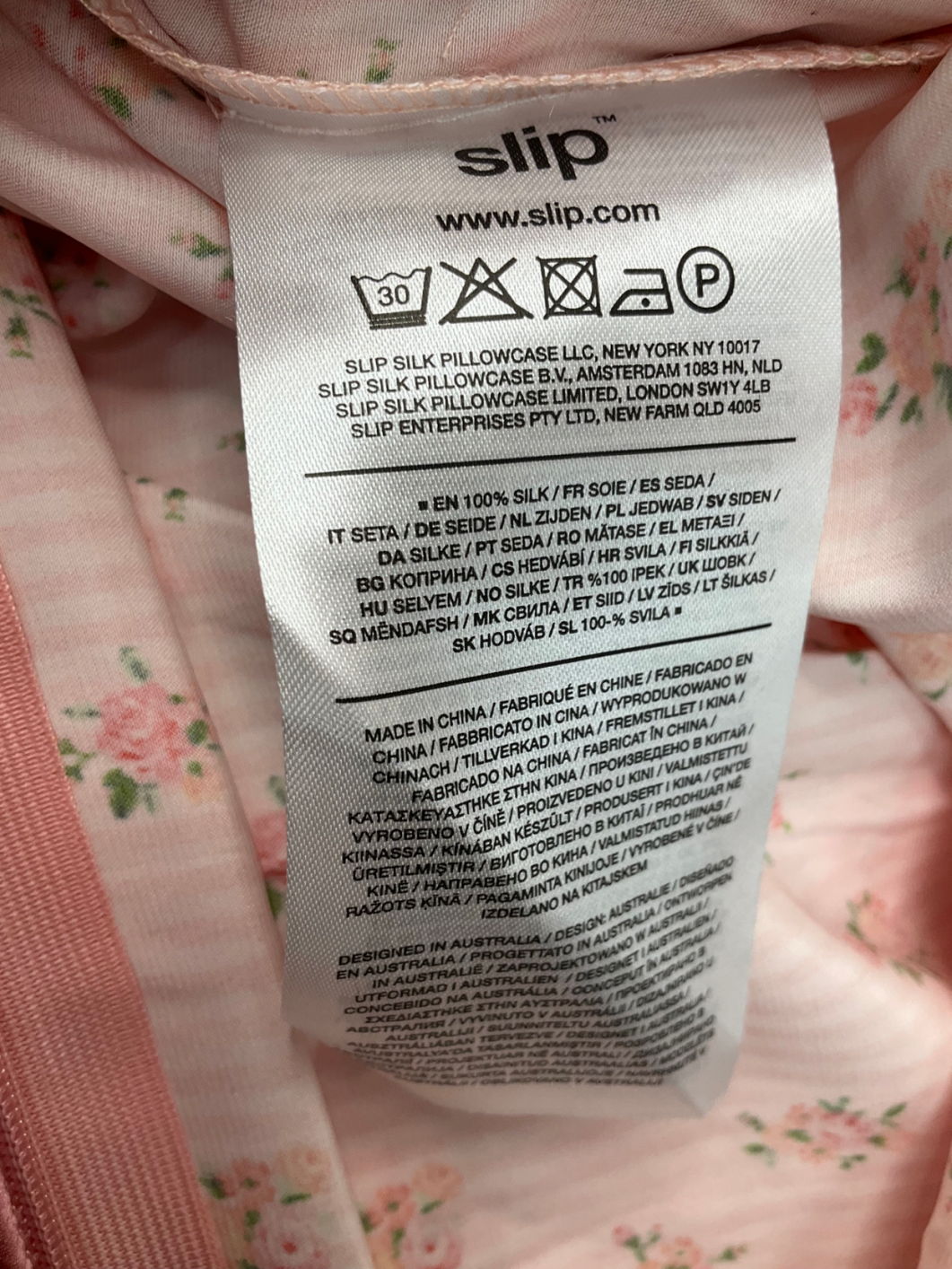 Slip Pink Petal Queen Zippered Pillowcase 100% Silk One Size