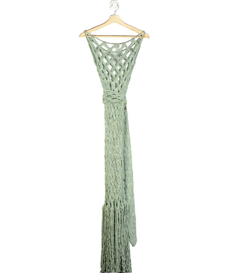 Normaillot Green Open Knit Belted Beach Cover Dress UK XS/S