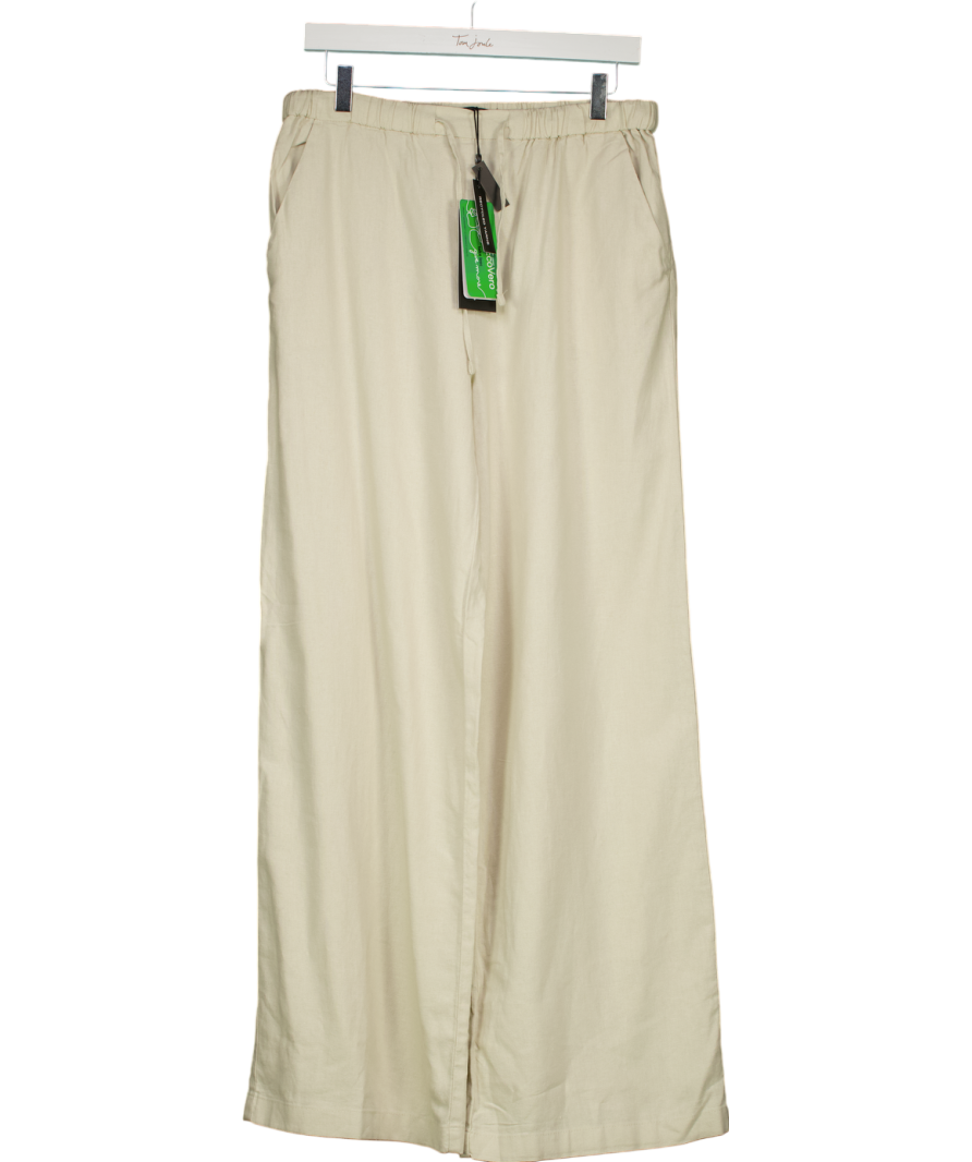 Threadbare Beige Wide Leg Linen Trousers UK 12