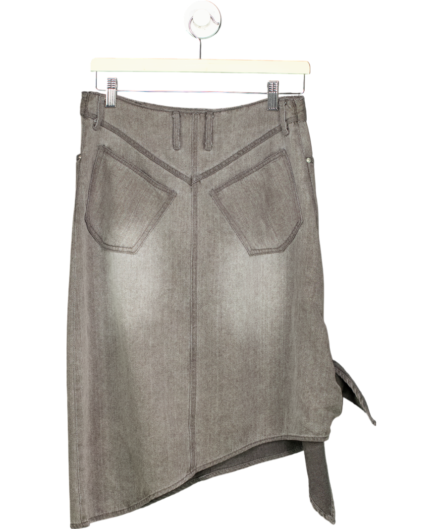 Remain Birger Christensen Grey Knot Side Denim Skirt UK 10