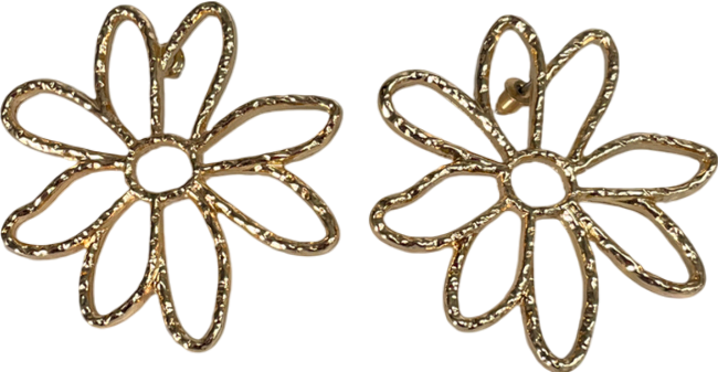 Metallic Flower Gold Stud Earrings
