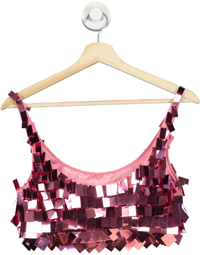 Jonathan Simkhai Pink Sequin Crop Top UK 8