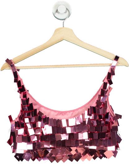 Jonathan Simkhai Pink Sequin Crop Top UK 8