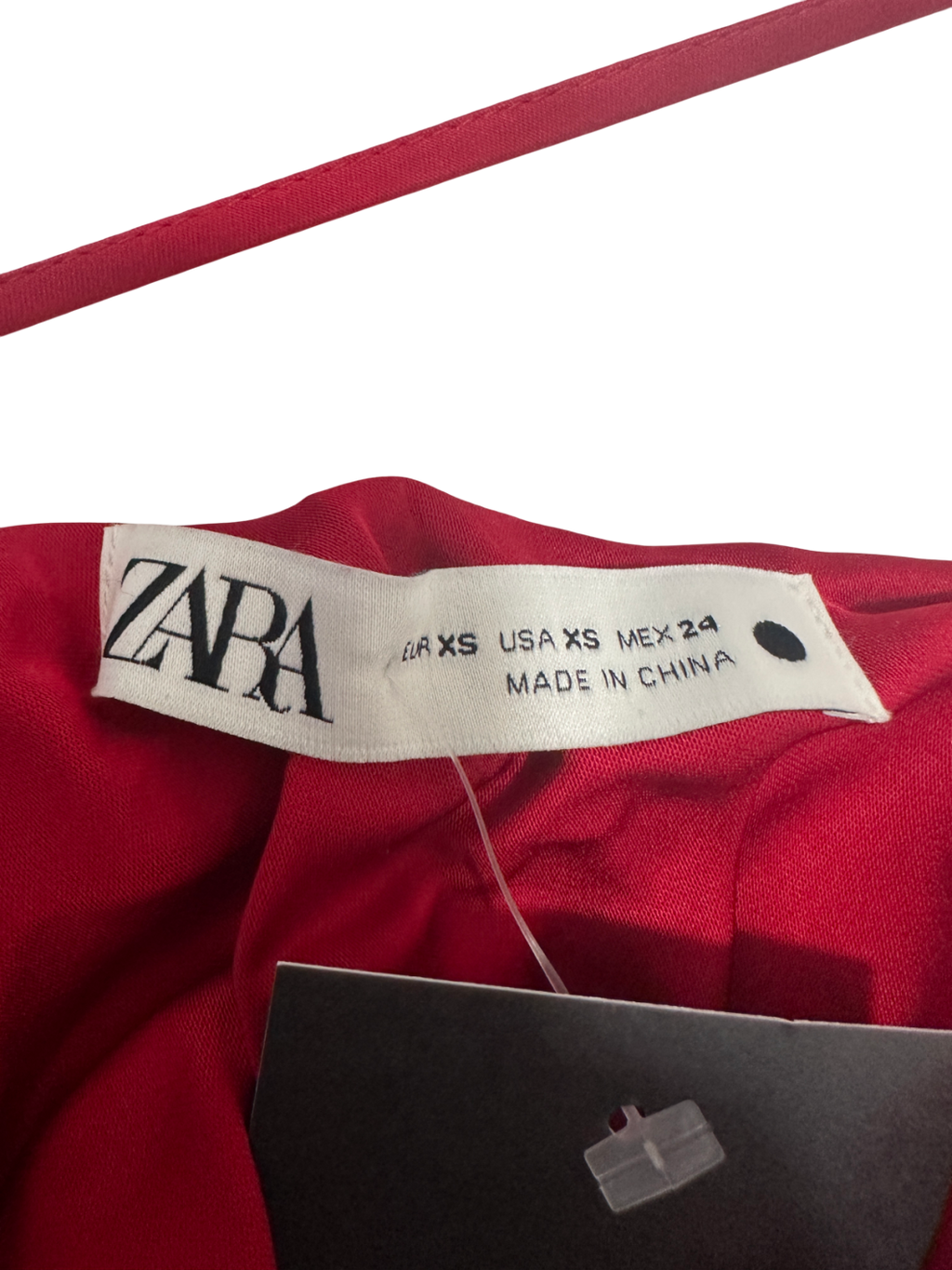 ZARA Red Asymmetric Neckline Satin Maxi Dress UK XS