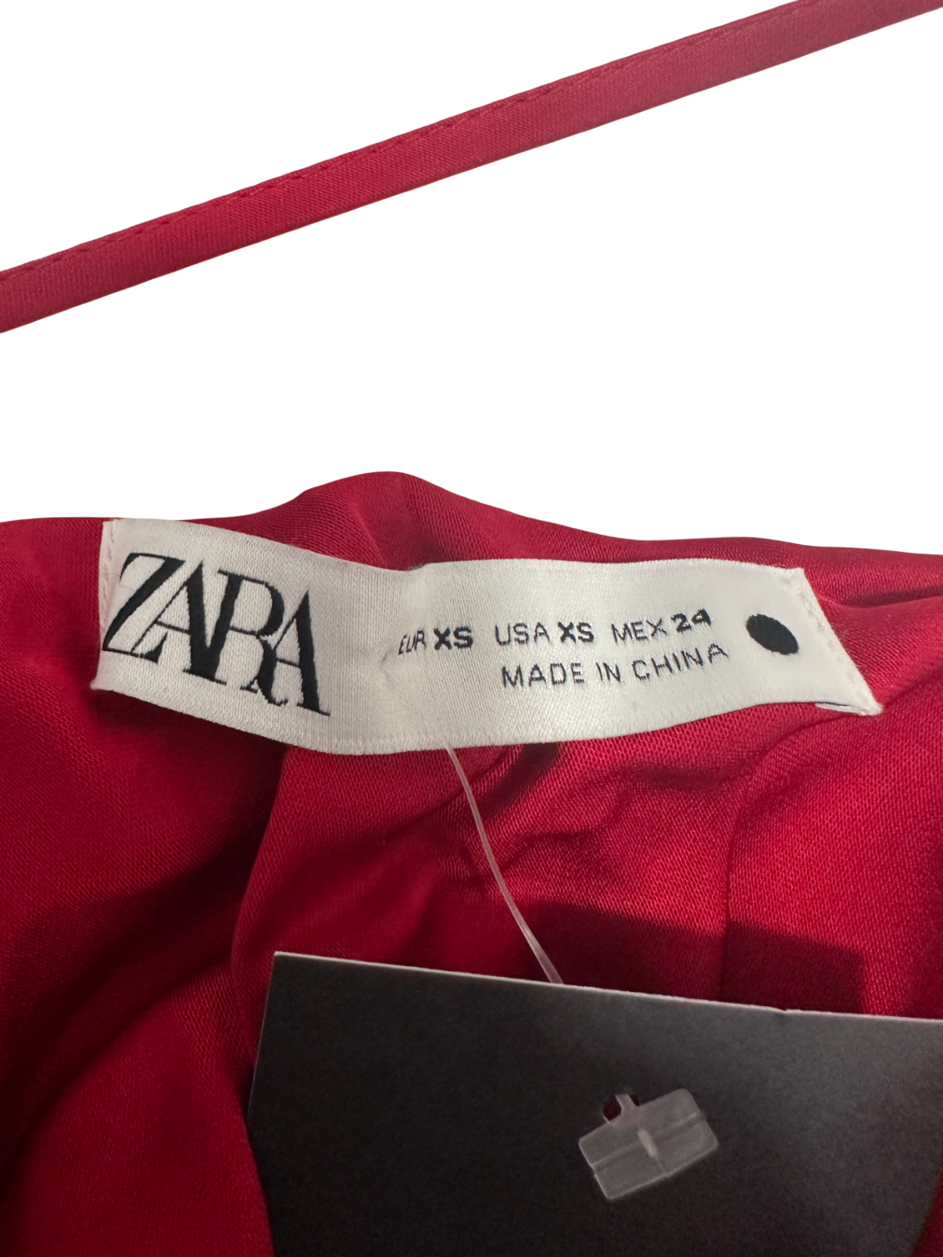 ZARA Red Asymmetric Neckline Satin Maxi Dress UK XS