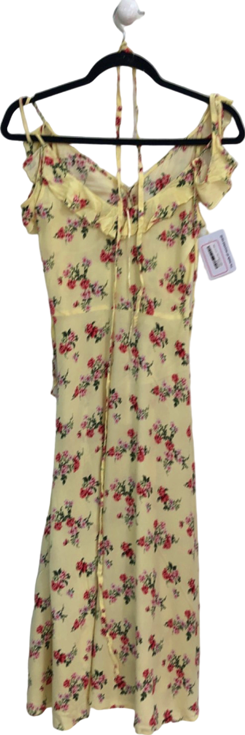 New Look Yellow Floral Ruffle Dress UK 10