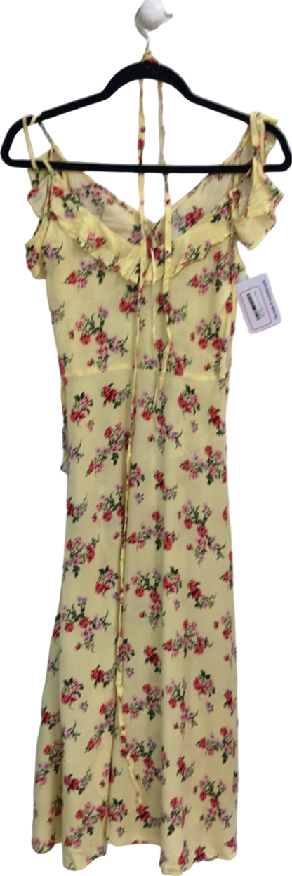 New Look Yellow Floral Ruffle Dress UK 10