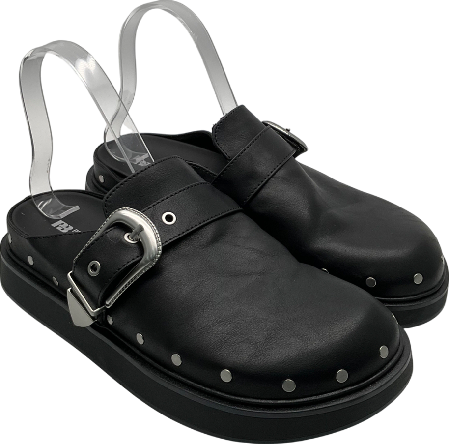 Pull&Bear Black Buckled flat Clogs UK 5 EU 38 👠