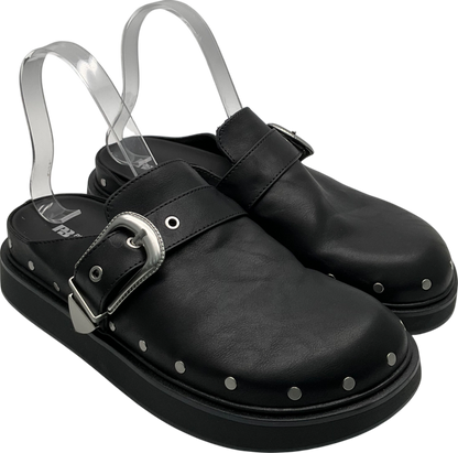 Pull&Bear Black Buckled flat Clogs UK 5 EU 38 👠