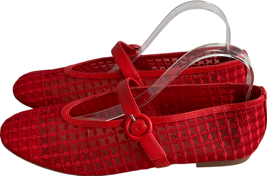 Bibi Lou Red Liana Floral Mesh Mary Jane Pump UK 7 EU 40 👠