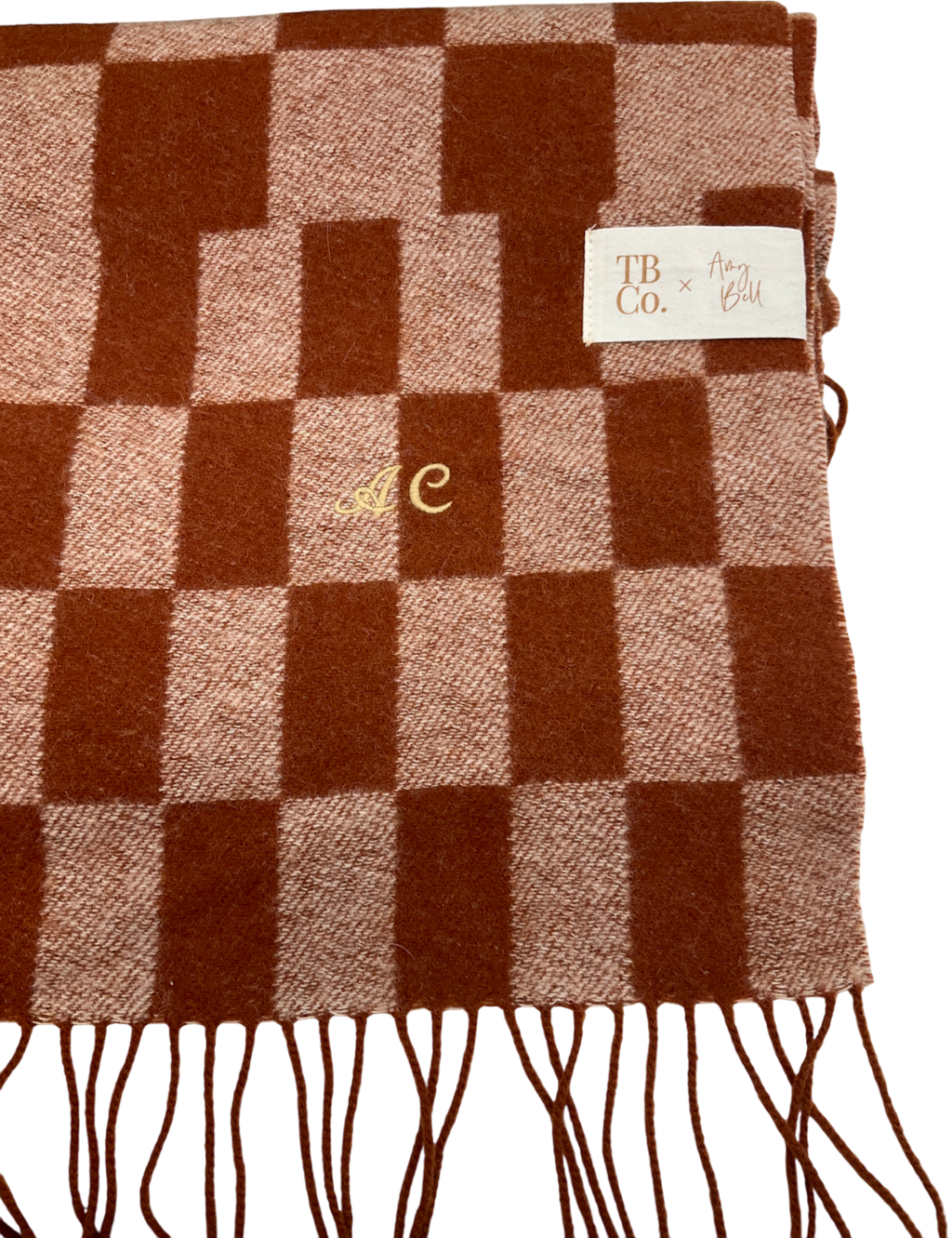 TBCO. Lambswool Scarf  Orange Gingham UK XL