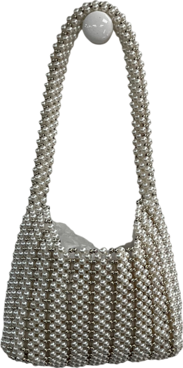 ZARA White Faux Pearl Shoulder Bag