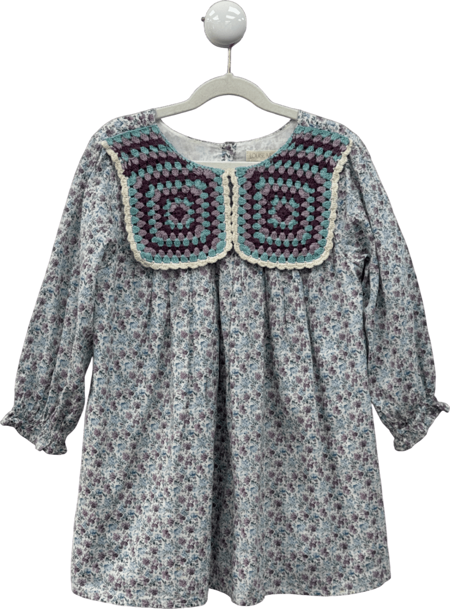 LOUISE MISHA Blue Warise Crochet-trimmed Cotton Dress 8 Years