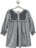 LOUISE MISHA Blue Warise Crochet-trimmed Cotton Dress 8 Years