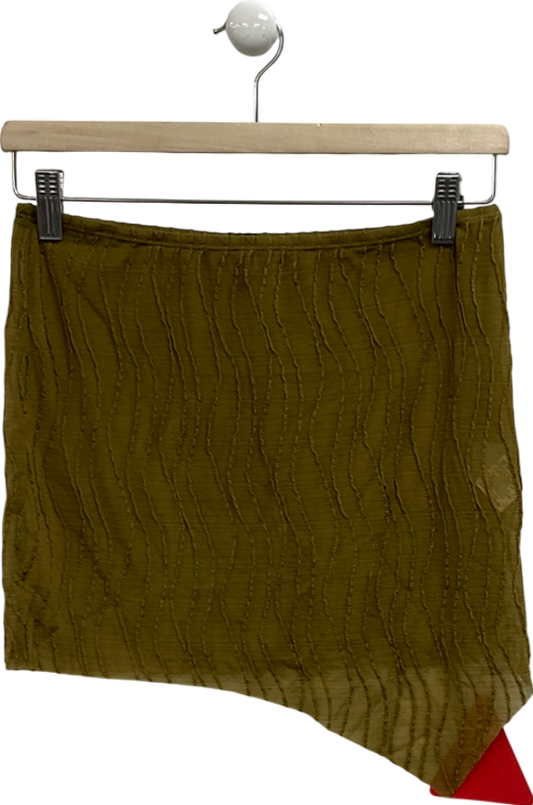 Ego Green Textured Asymmetric Mini Skirt UK 10