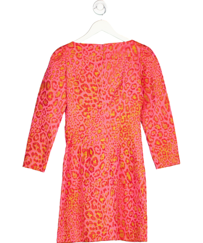 Tara Jarmon Pink Leopard Jacquard Bow Dress UK 8