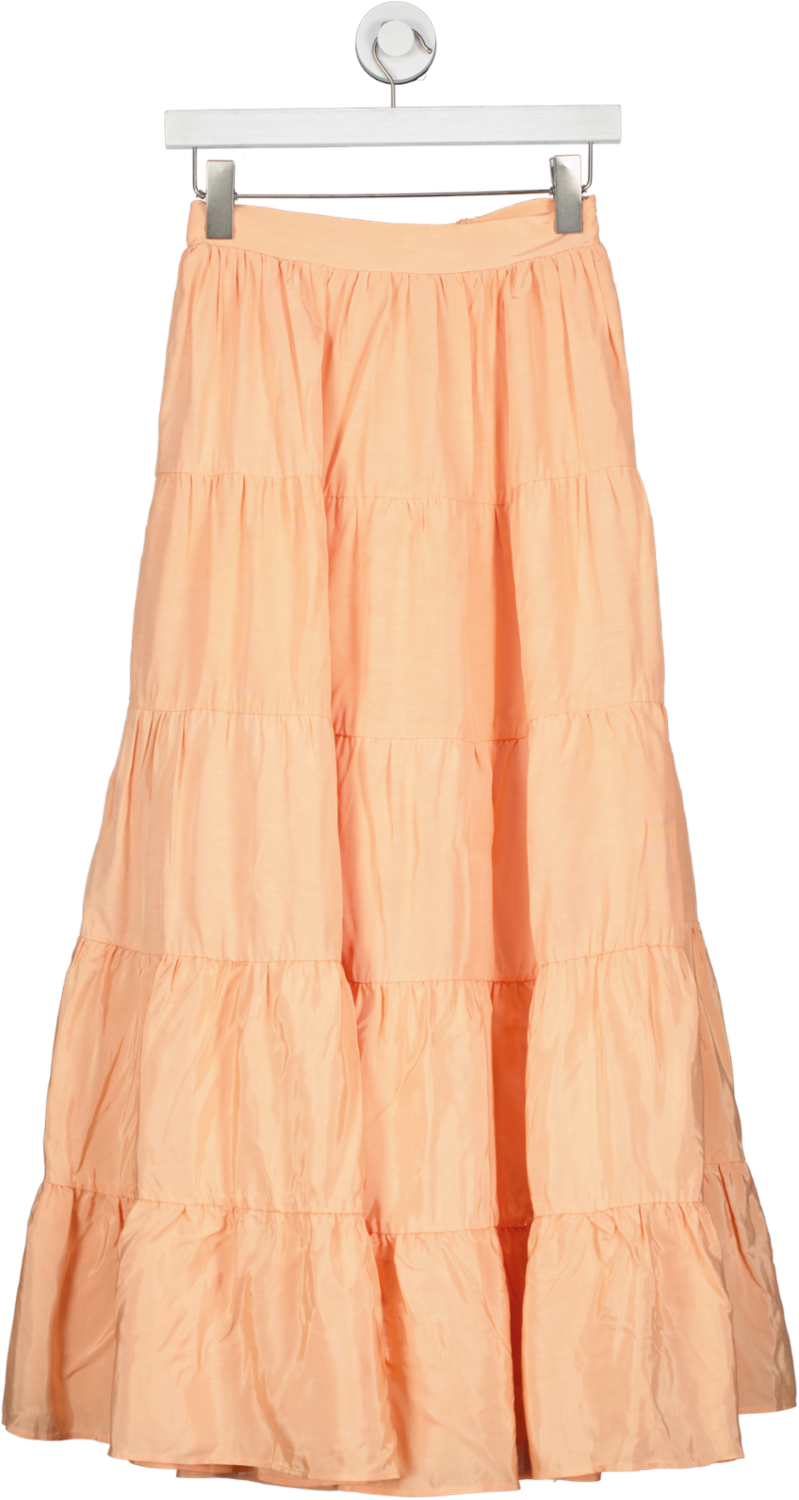 By Malina Orange Scarlett High-rise Tiered-hem Rayon Skirt UK XS