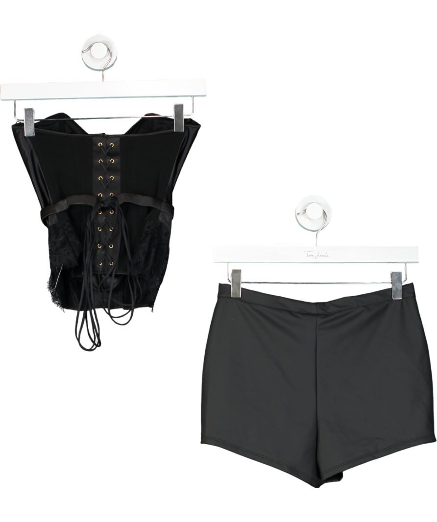 Ann Summers Black Everlasting Corset Top And Leather Shorts UK S