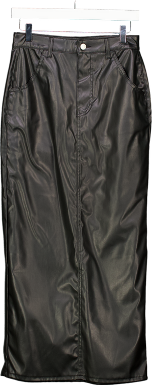 ASOS Black Faux Leather Seam Detail Maxi Skirt UK S