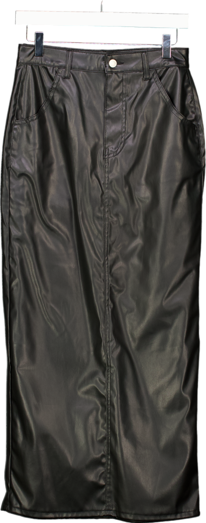 ASOS Black Faux Leather Seam Detail Maxi Skirt UK S