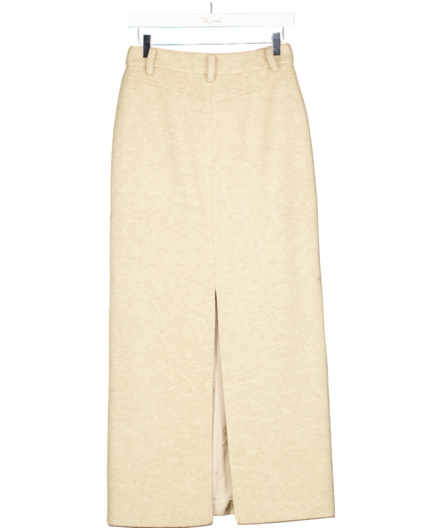 4th & Reckless Beige Sammy Wool Blend Maxi Skirt UK 8