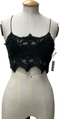 Free People Black crochet Lace Athena scallop Crop Top UK M