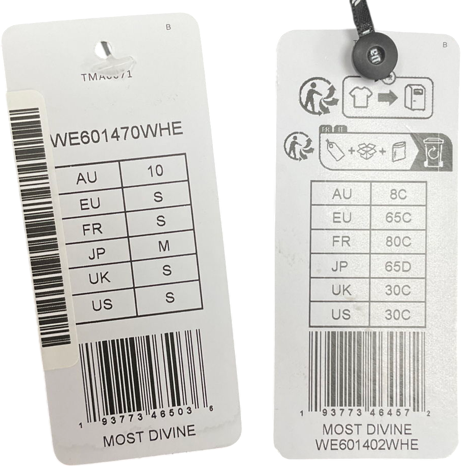 Wacoal White Most Divine Lace Plunge Bra & Most Divine Lace Thong UK 30C