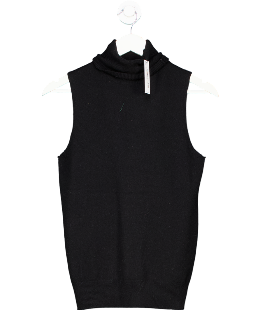 Karen Millen Black Cashmere Wool Blend Sleeveless Roll Neck Knit Top UK XS