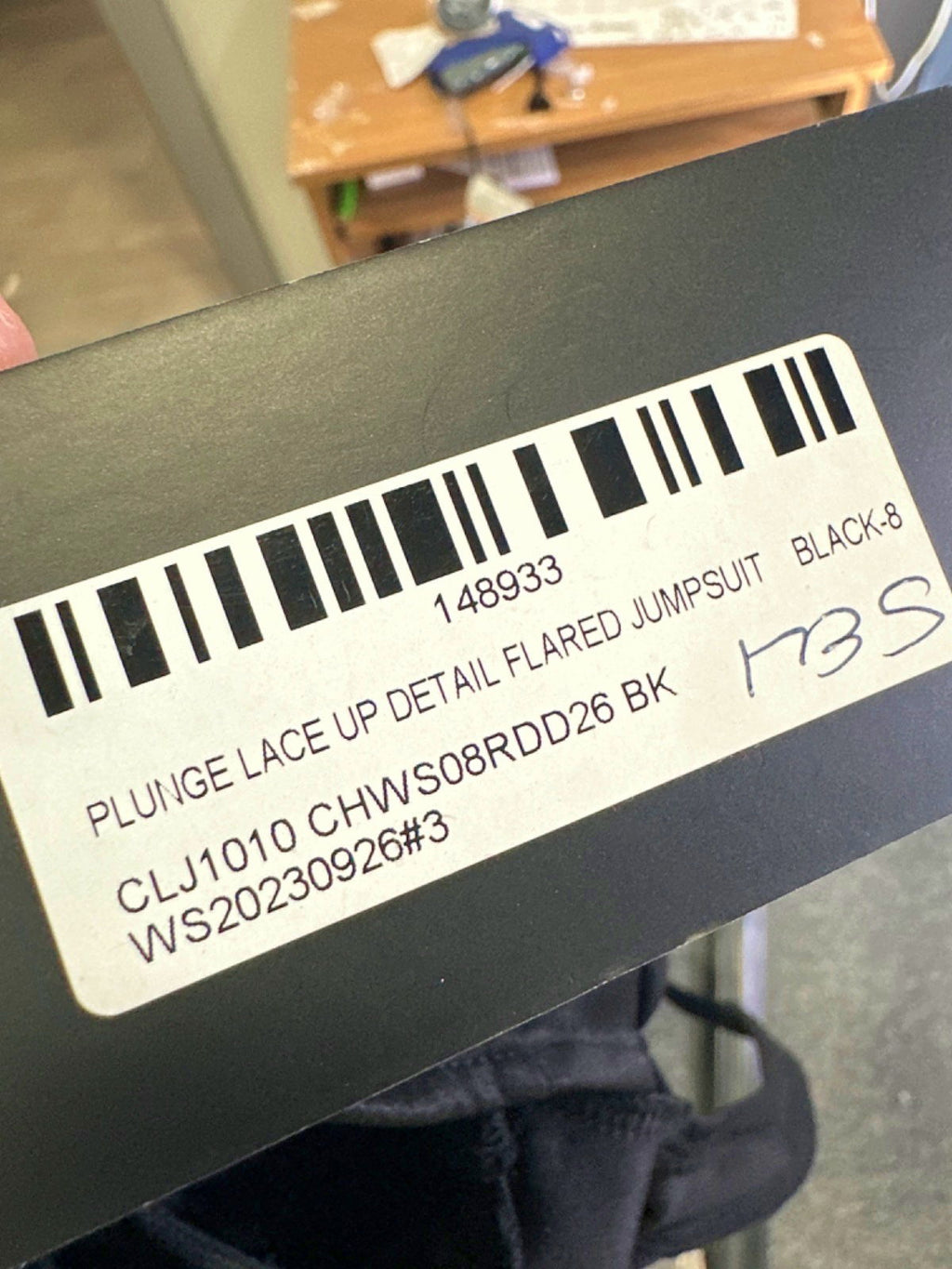 EGO Black Plunge Lace Up Detail Flared Jumpsuit UK 8