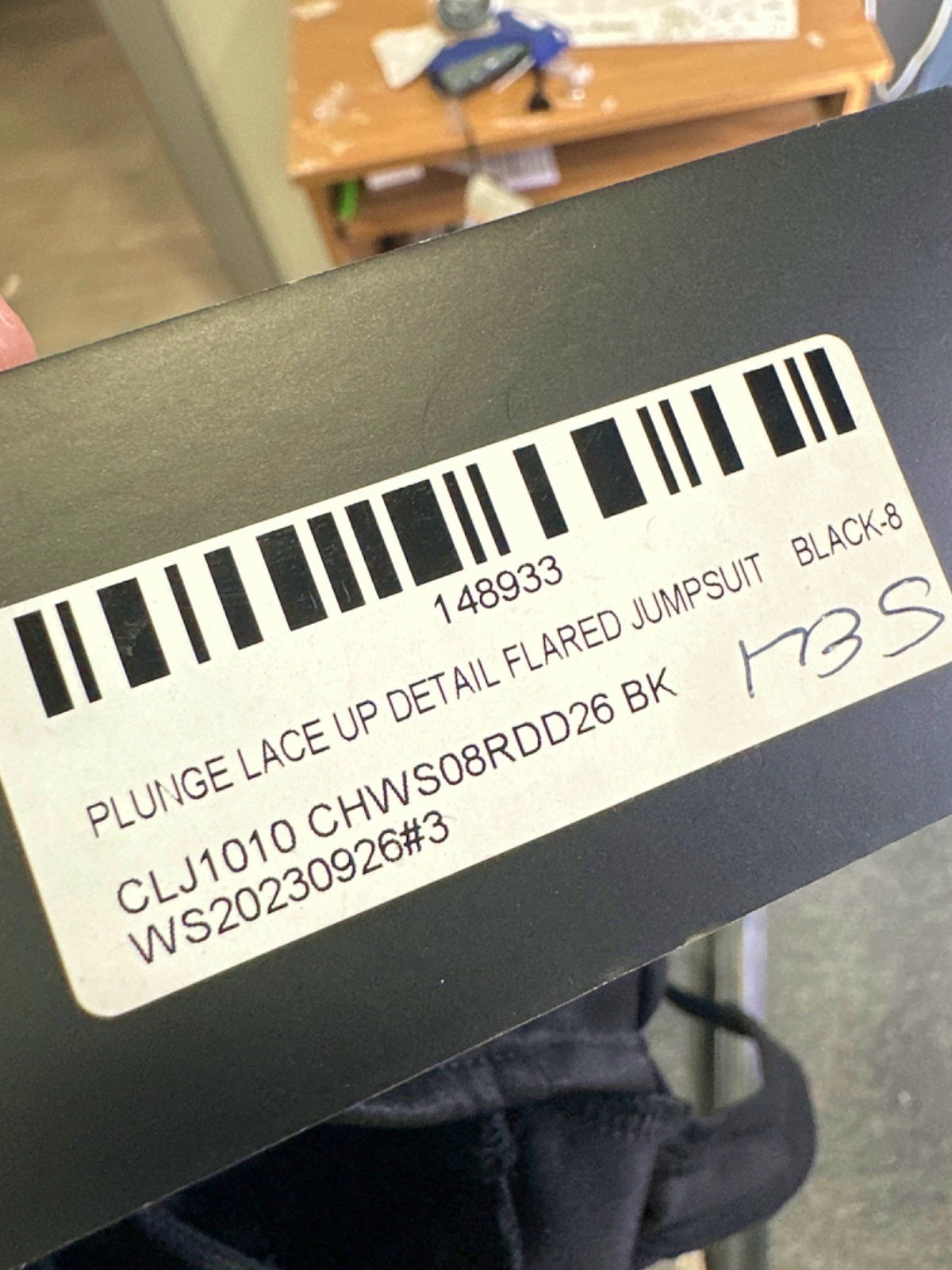 EGO Black Plunge Lace Up Detail Flared Jumpsuit UK 8