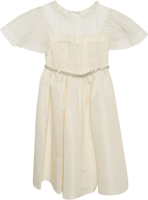 Self-Portrait Cream Satin And Tulle Crystal Embellished Belted Dress 5 Years