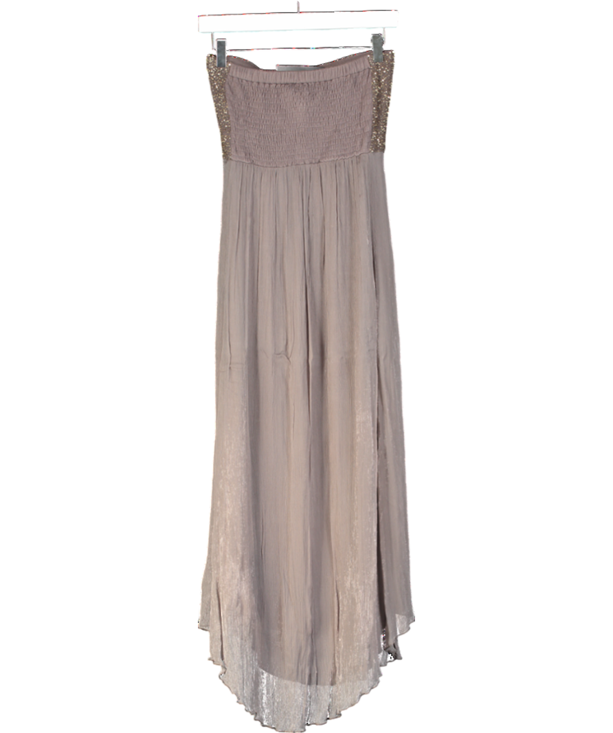 Mint Velvet Brown Sequin Bandeau Chiffon Midi Dress UK 12