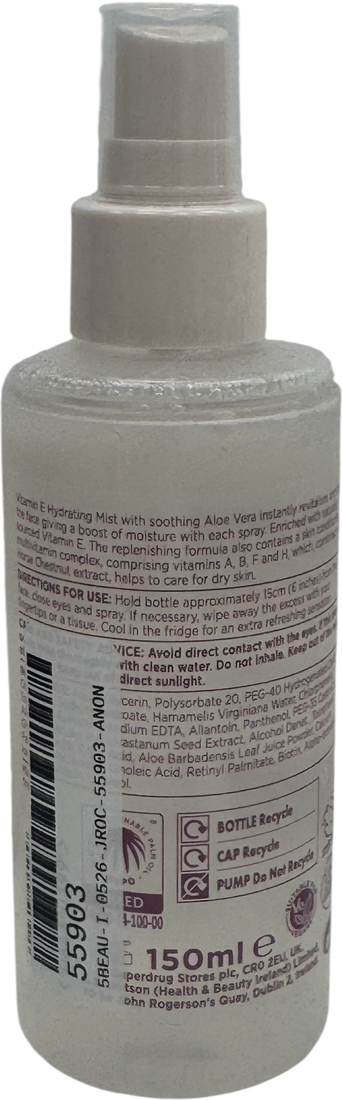 Superdrug Vitamin E Hydrating Facial Mist 150ml