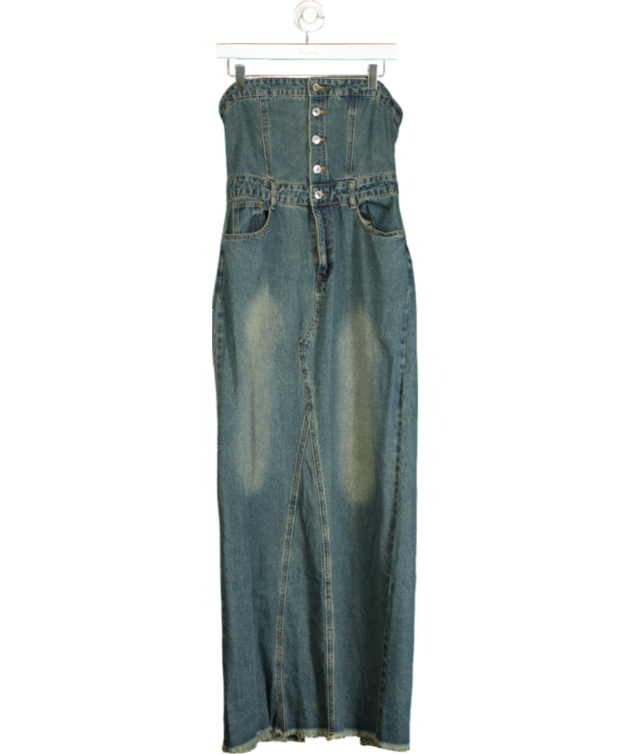 White Fox Blue Moonlight’ Denim Maxi Dress UK M